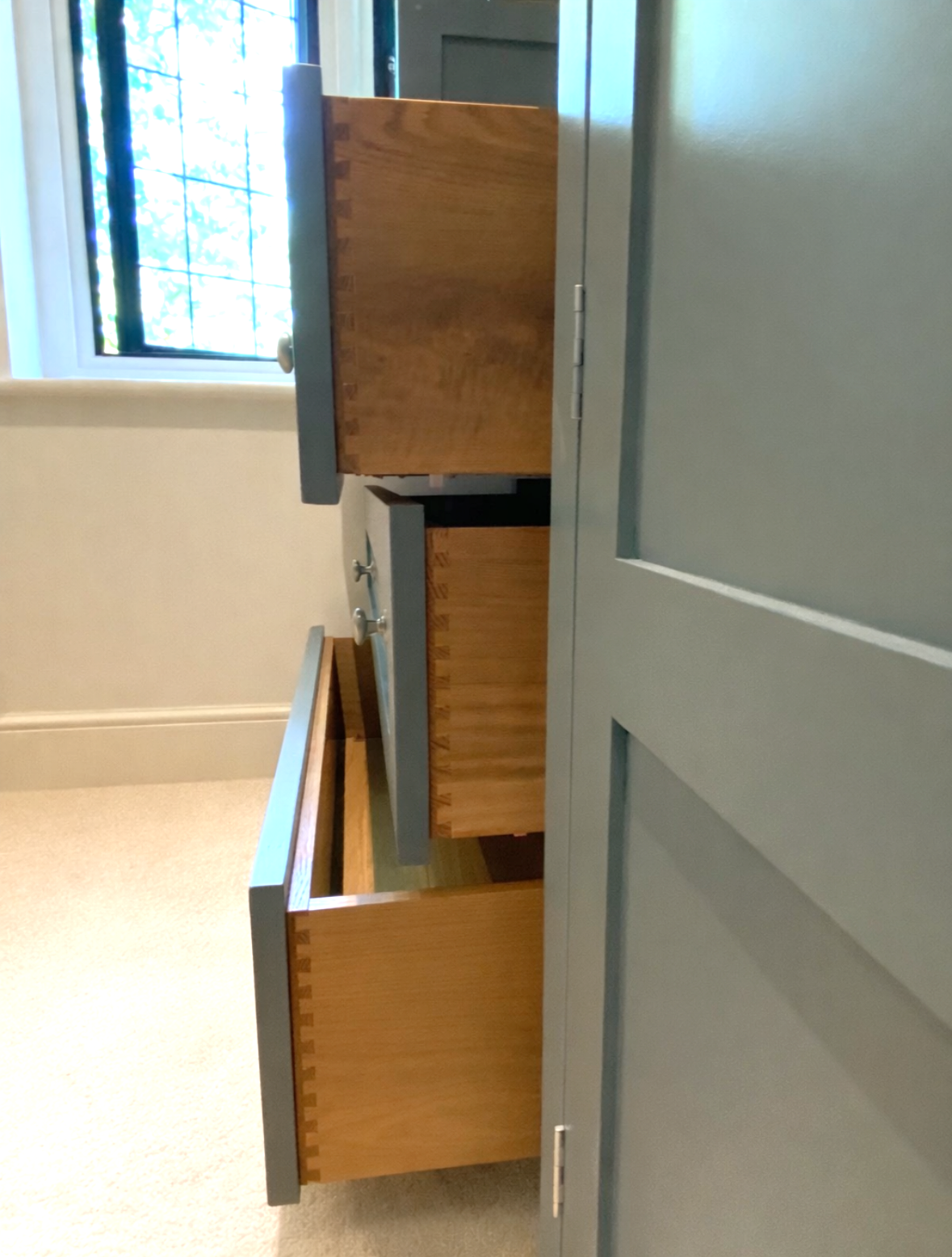 solid oak dovetailed drawer boxes