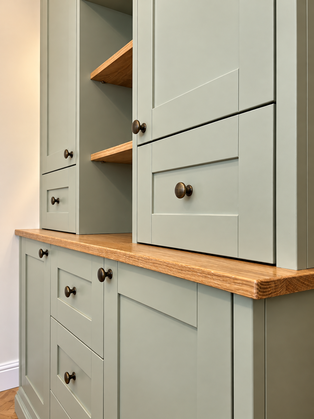 Sage green kitchen cabinetry 