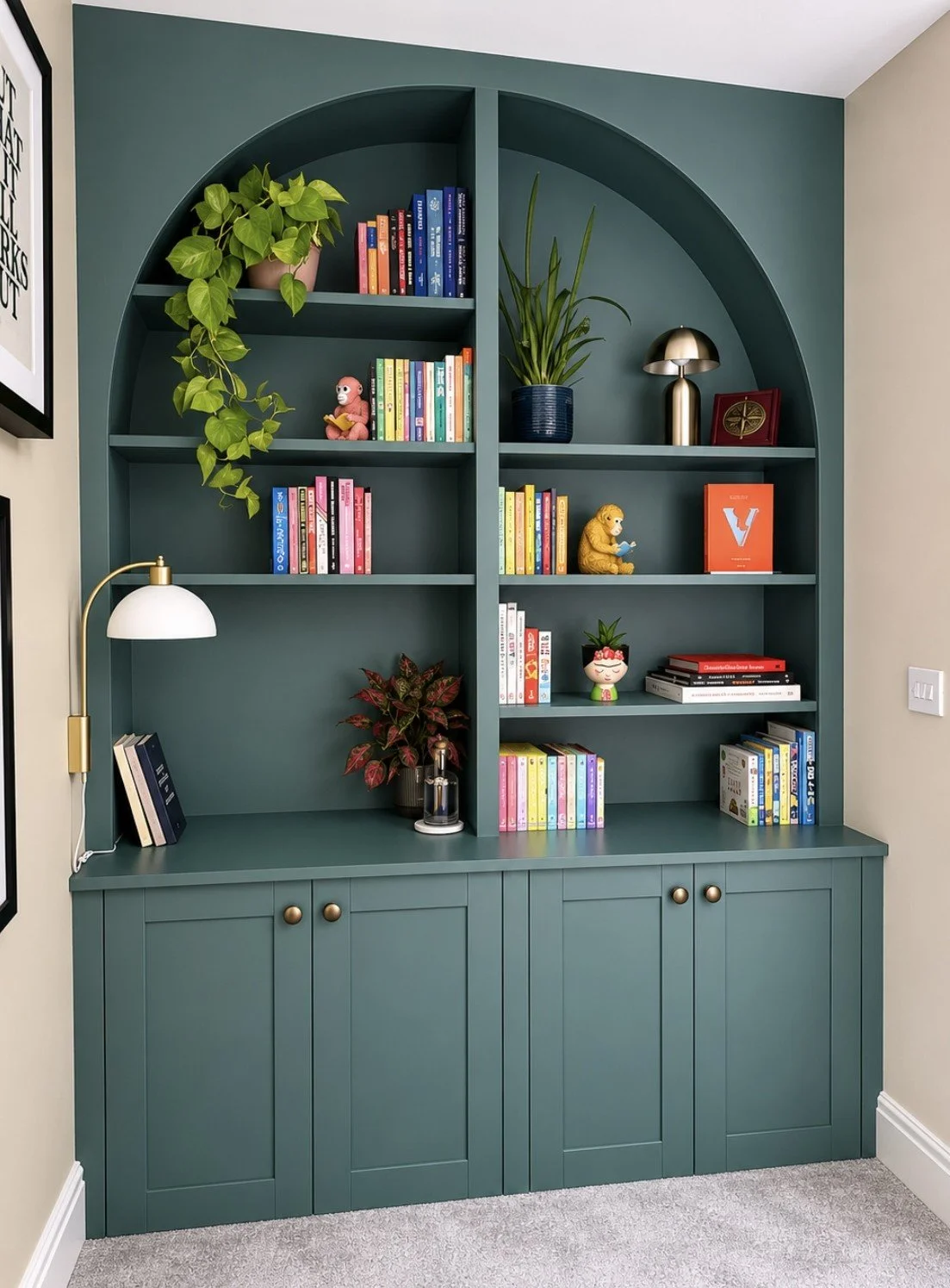 Green painted curves top alcove unit.jpg