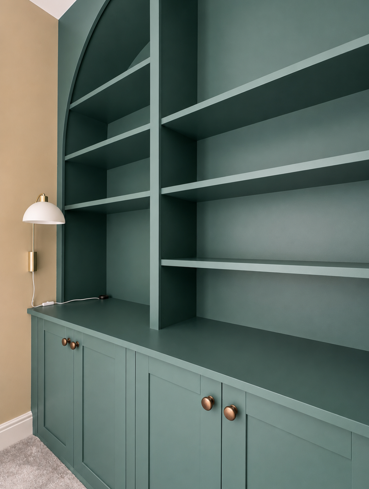 Green painted curves top alcove unit side angle.PNG