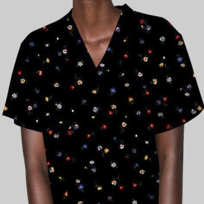 Blue ditsy floral cream ground women’s print 