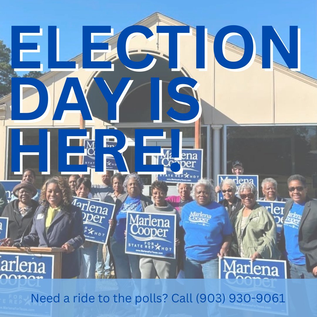 POLLS ARE OPEN UNTIL 7PM TODAY! 💙🗳

We can do this. Get to the polls. Get your friends and family to the polls. We won't give up! Let's make this day count. Call this number if you need a ride! 

#marlenafortexas #marlenacooperfortexas #Election202