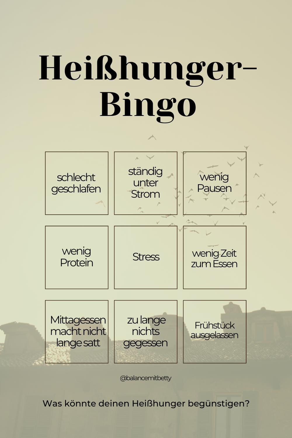Bingo um herauszufinden warum man Heißhunger hat