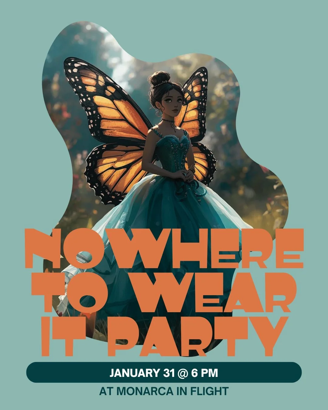 Join us on January 31 for our next community event: the Nowhere to Wear It party! This is the perfect place to wear that ballgown, costume, or other clothing item that has never left your closet. Come and learn line dances, play with your flow props,