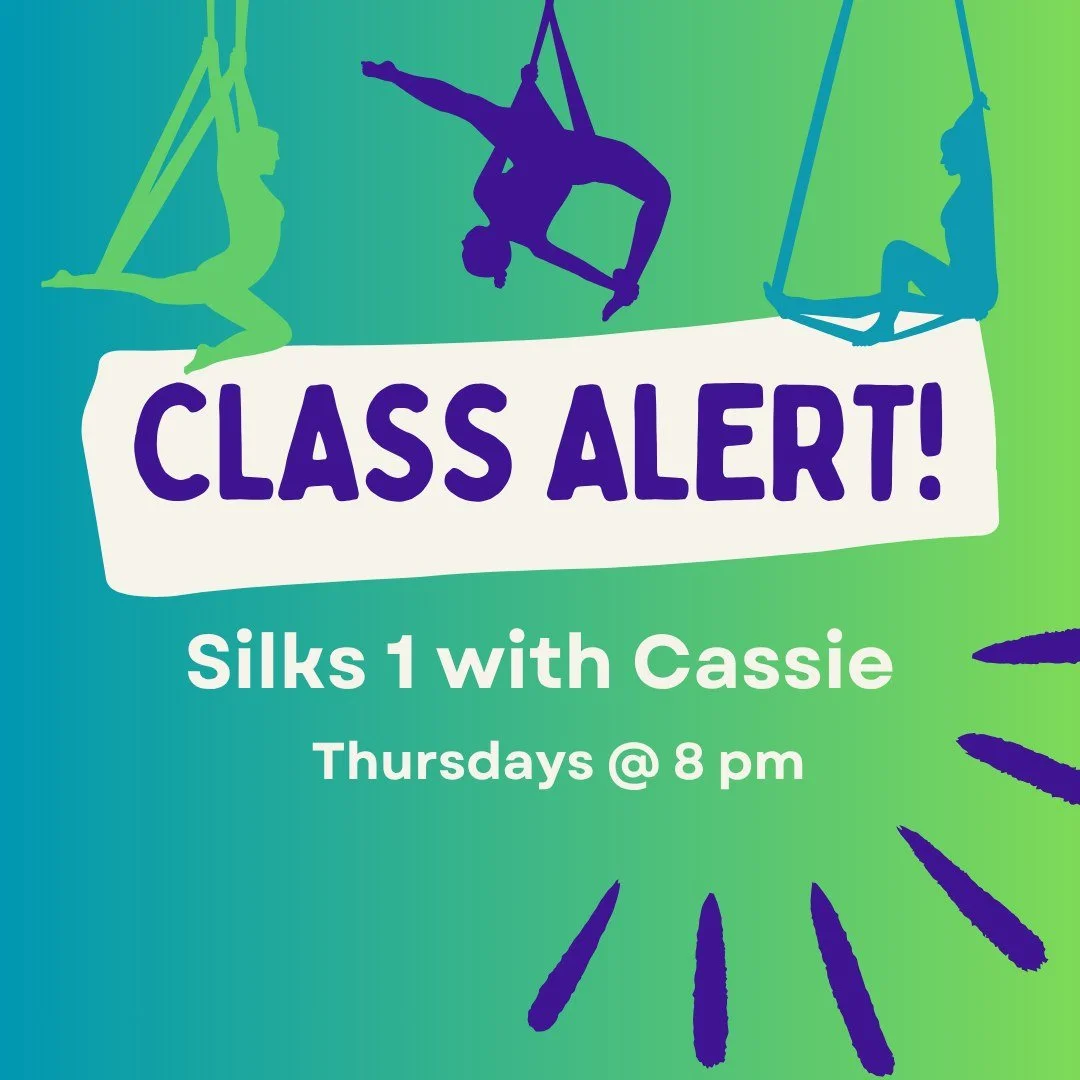 New class alert! Starting next week, we will have a silks 1 class on Thursday nights at 8 pm. Sign up via mindbody!