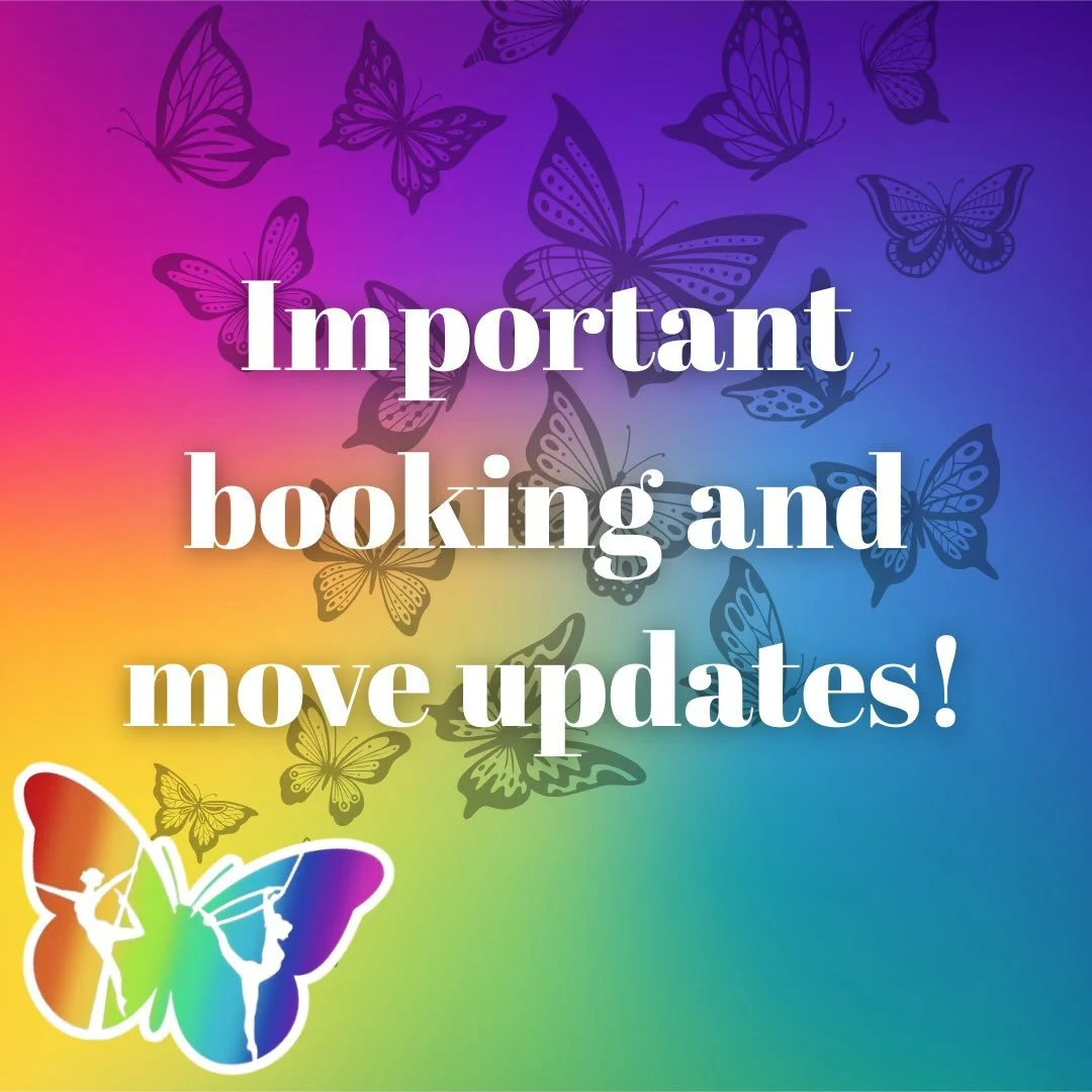 Swipe for updates! Note that booking through mindbody is paused. We will transition to the new booking system, Arketa, on Friday. Moving will also kick off on Friday at noon! Come out and help if you can.