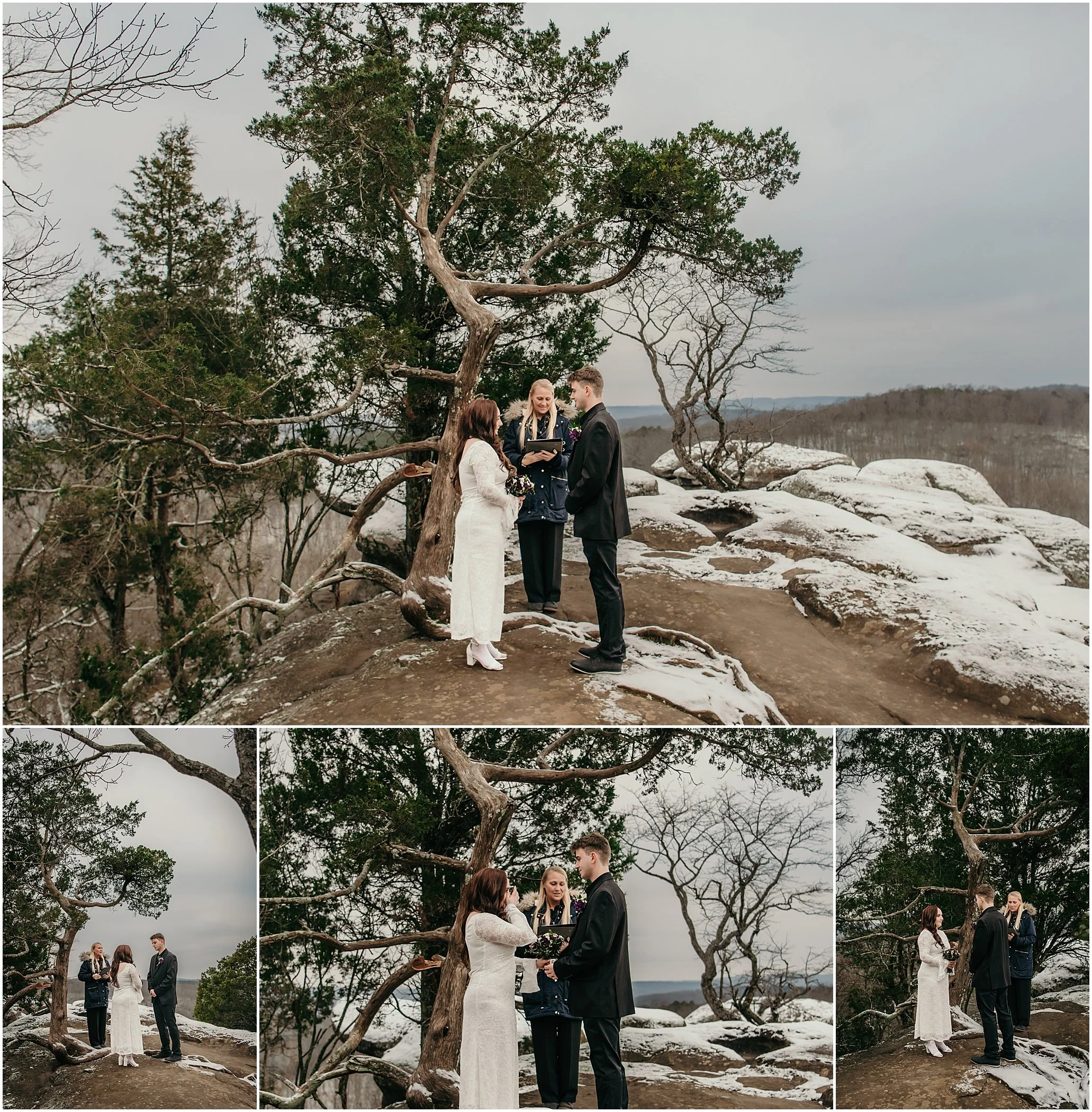 Southern Illinois Winter wedding Shawnee National forest intimate outdoor wedding garden of the gods elopement adventure wedding