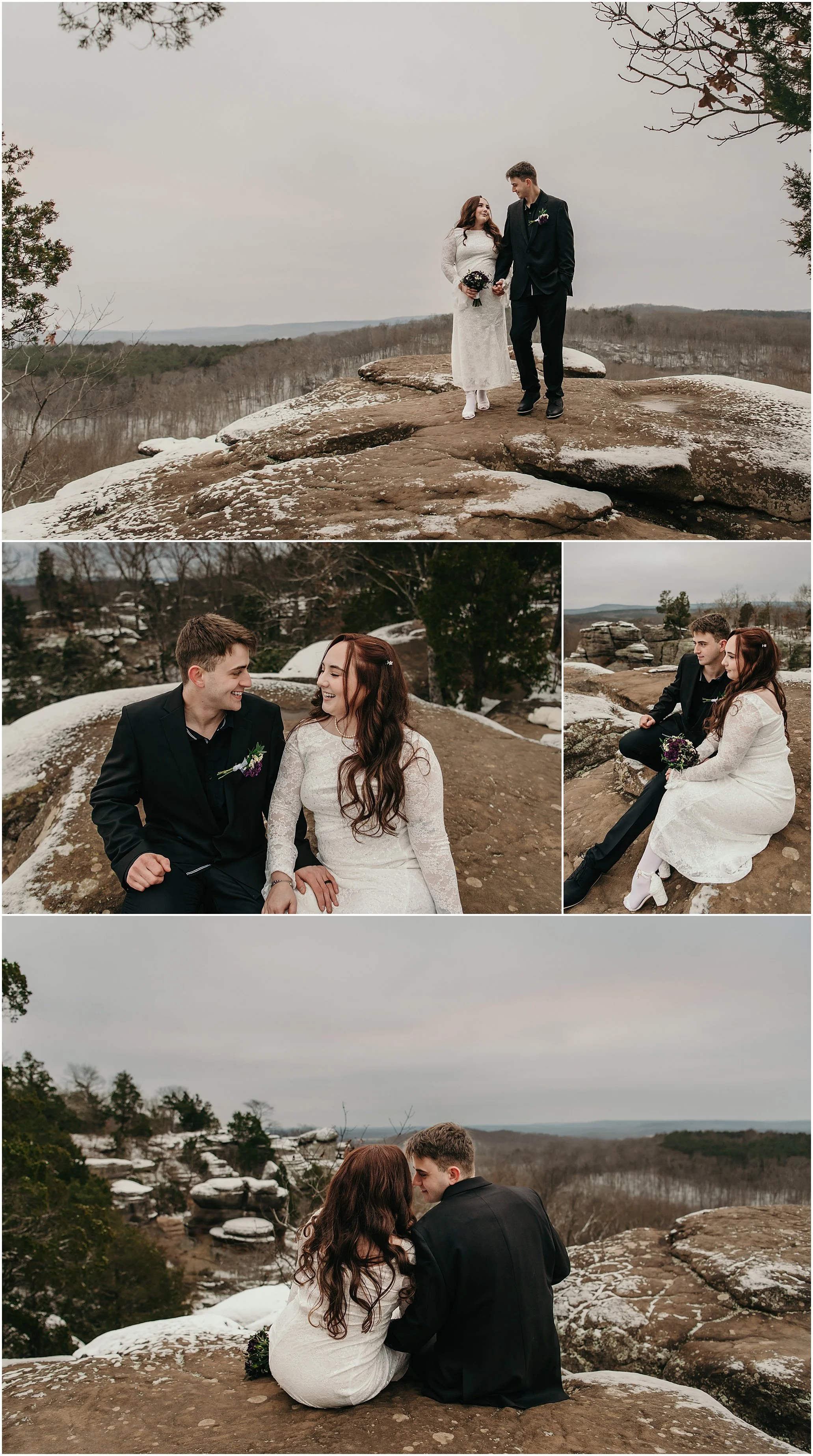 Southern Illinois Winter wedding Shawnee National forest intimate outdoor wedding garden of the gods elopement adventure wedding