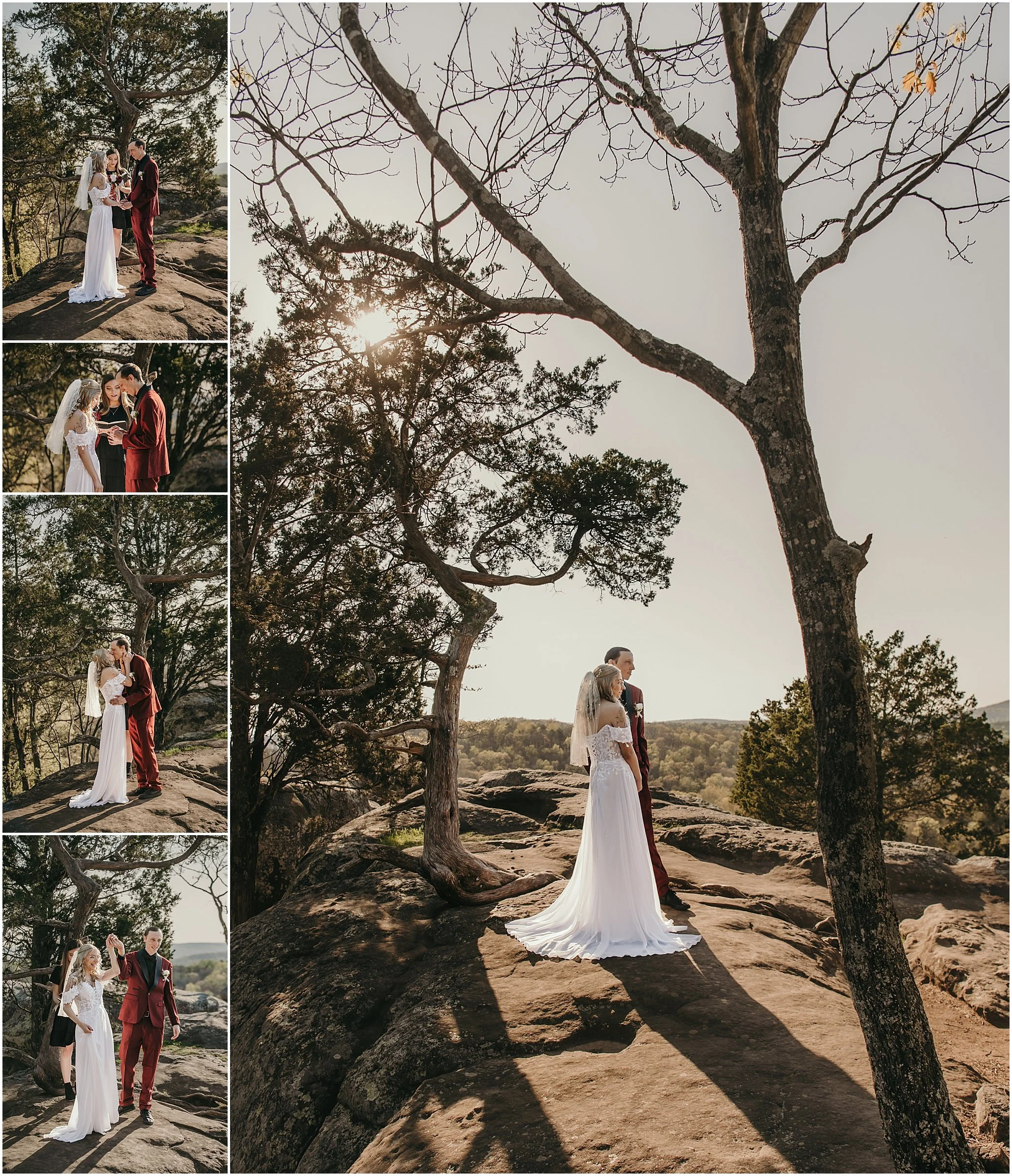 couple exchanges vows at garden of gods with family