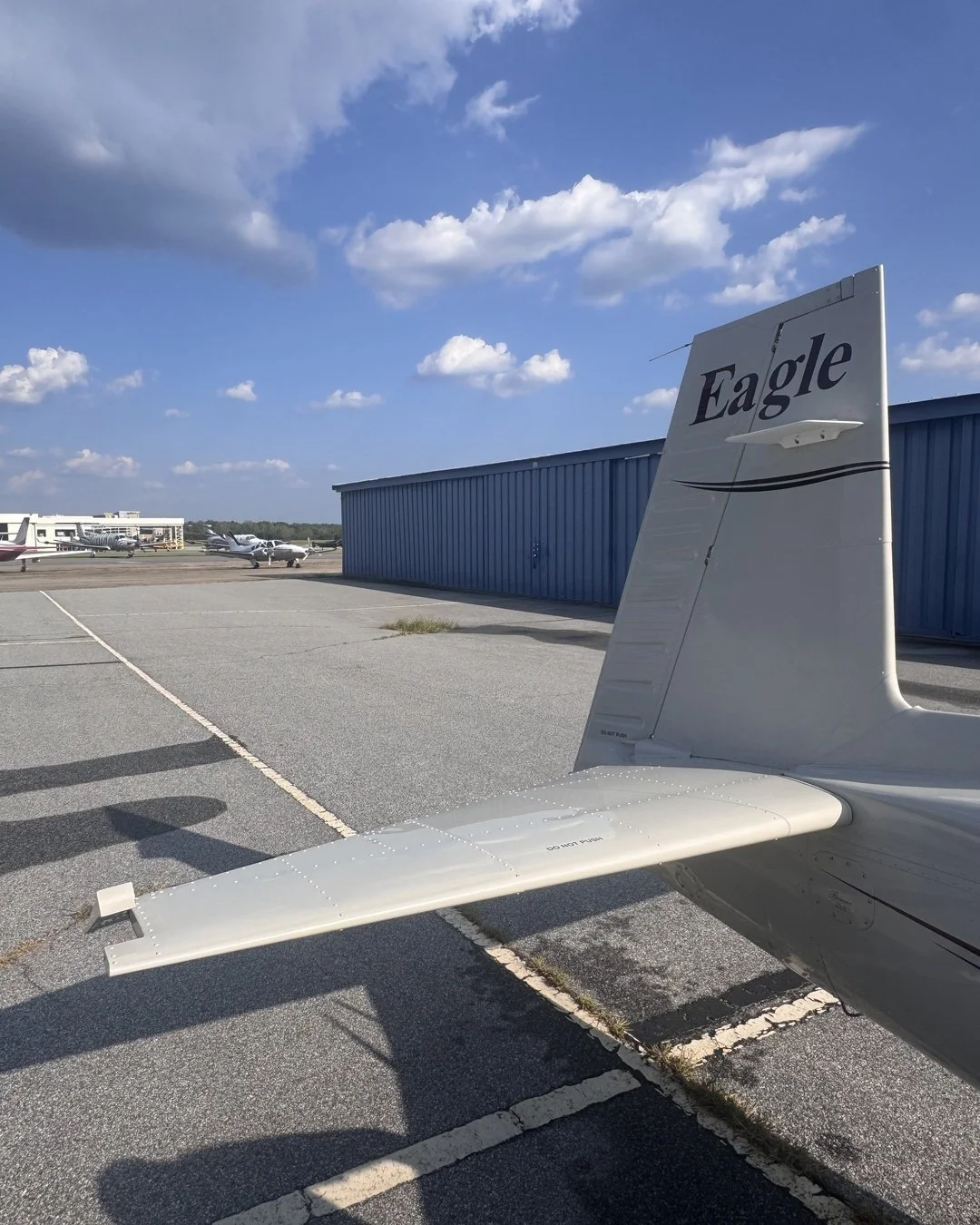 Aircraft tail after exterior washing and waxing at PDK Airport in Atlanta