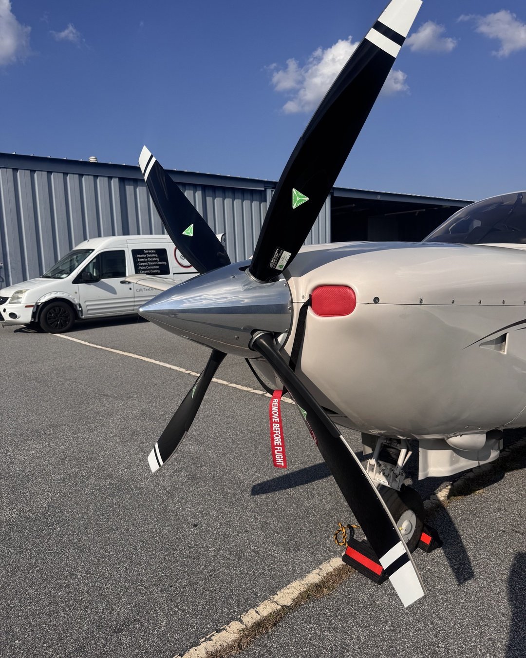 Detailed aircraft propeller after exterior service at PDK Airport in Atlanta