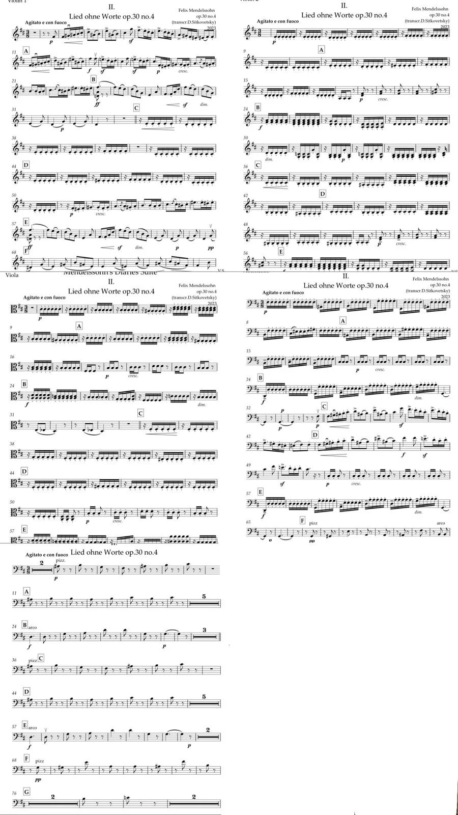 Felix Mendelssohn: “Letters in Music” Cycle. Song op.30 no.4 h-moll - (All Parts)