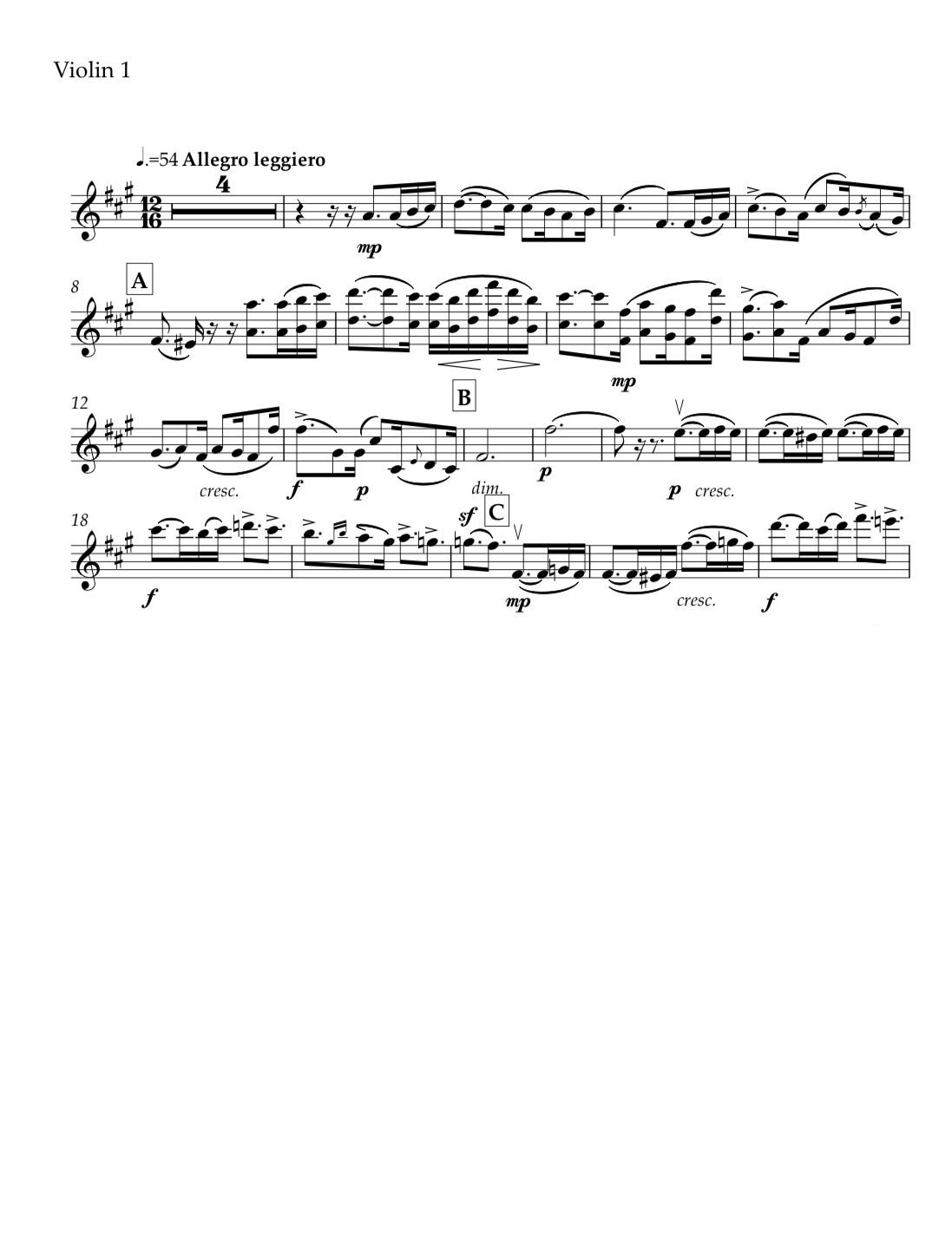 Felix Mendelssohn: “Letters in Music” Cycle.  Song op.67 no.2 fis-moll (Violin 1 part)