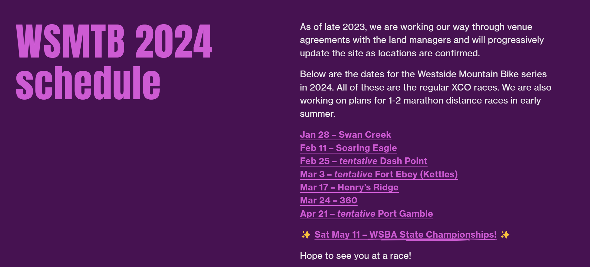2024 Race Schedule — KeyPen Pirates