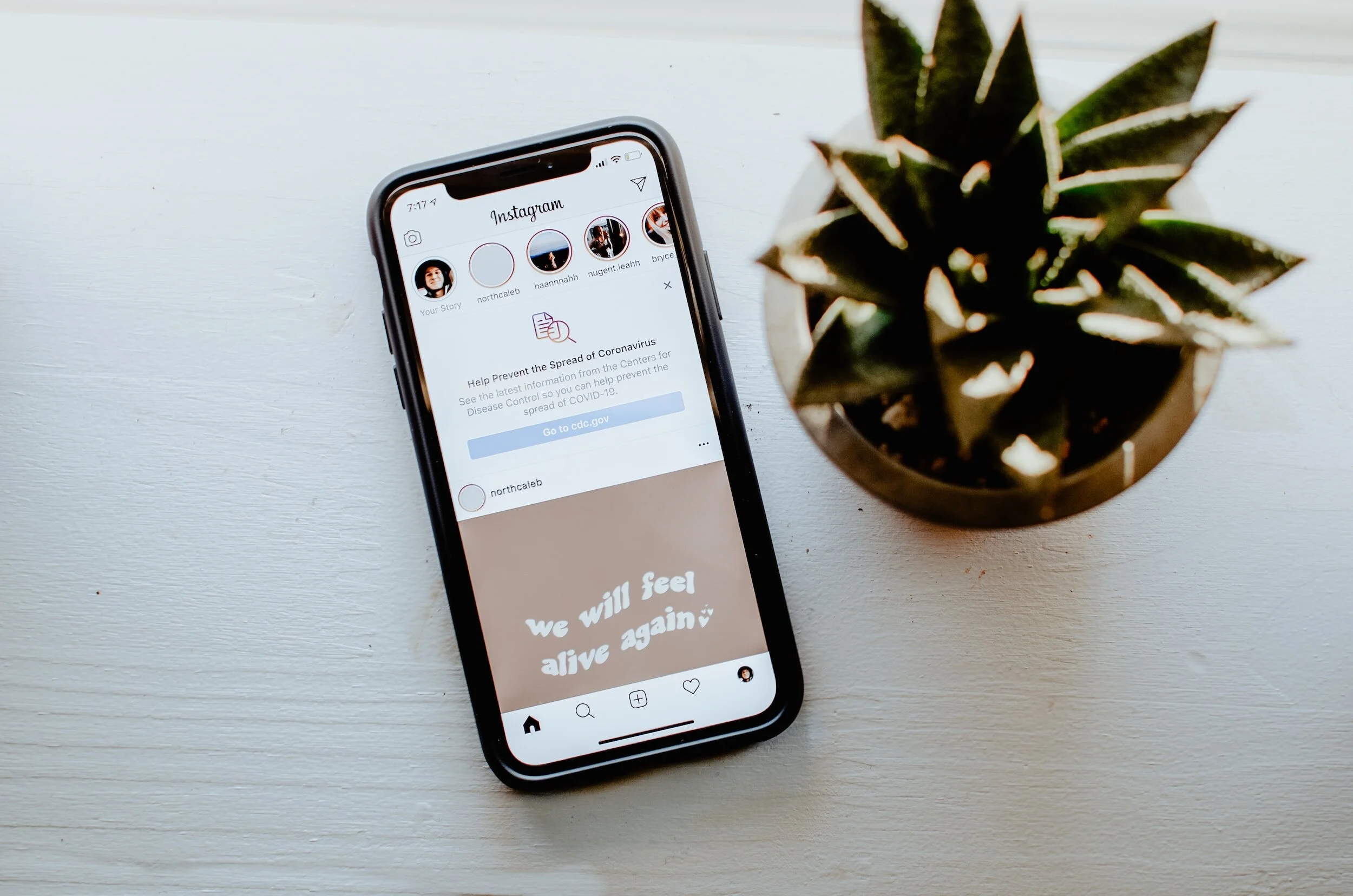 cellphone with social media platform instagram