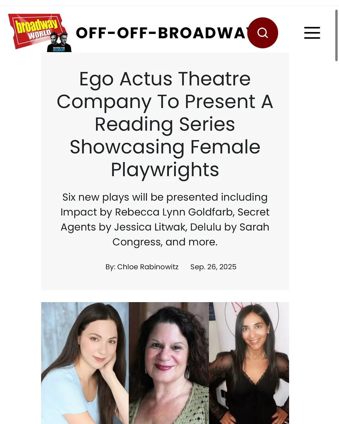 Next up! My play IMPACT hits the stage Monday, October 6th! Directed by the amazing Rosie Corr, and produced with the incredible support of Joan Kane, Bruce A! Kramer, and EgoActus Theatre Company. This story means the world to me, and I can&rsquo;t 