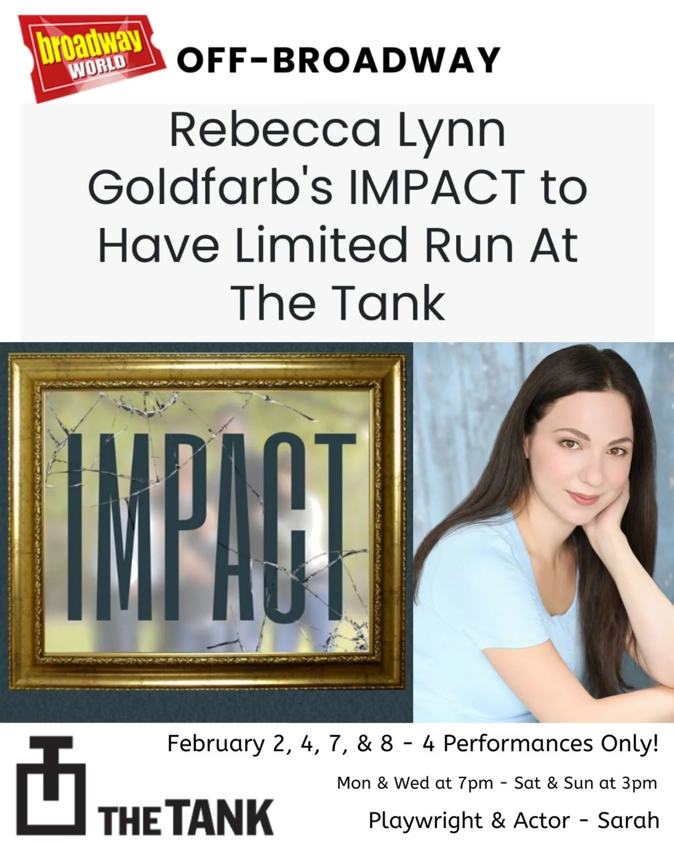 I&rsquo;m thrilled to share that my new play IMPACT is coming to The Tank in NYC for a very limited four performance run in February!

It&rsquo;s a raw, real, and funny family &ldquo;traumedy&rdquo; inspired by true events. IMPACT has been in develop