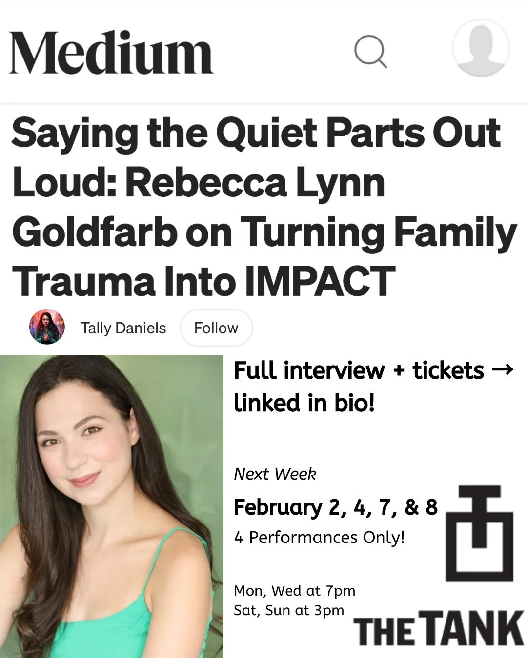 Very grateful for this Medium feature on IMPACT, with a podcast episode releasing tomorrow. We open next week for just 4 performances at The Tank, and I&rsquo;d love to see you there. 🎟️Tickets and interview in bio
#newplay #nyctheatre #offbroadway 