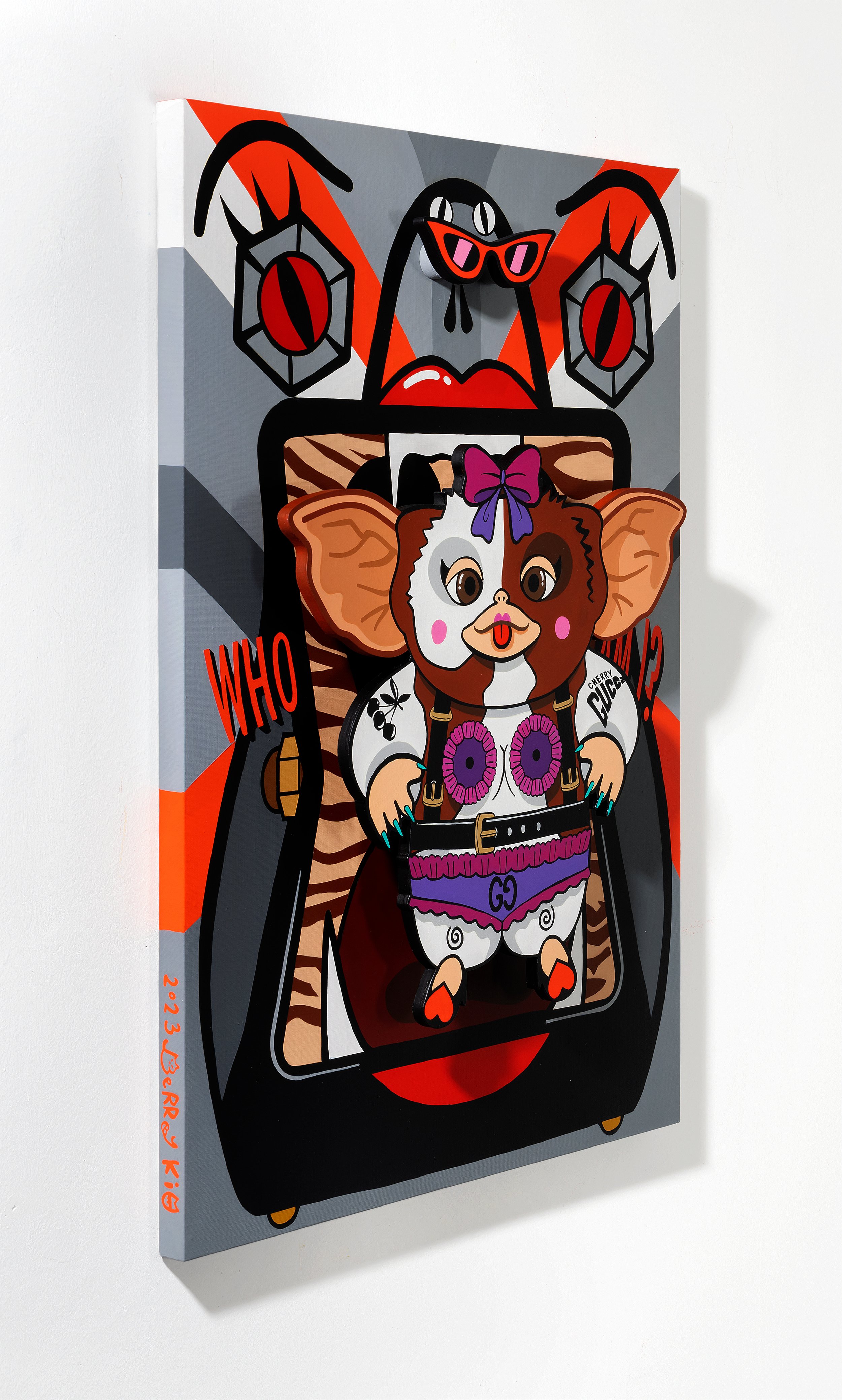(Perspective View)Miss. Bezmo, 66cm(W) x 93cm(H) x 7.3cm(D), acrylic Paint on wood and canvas, 2023.jpg