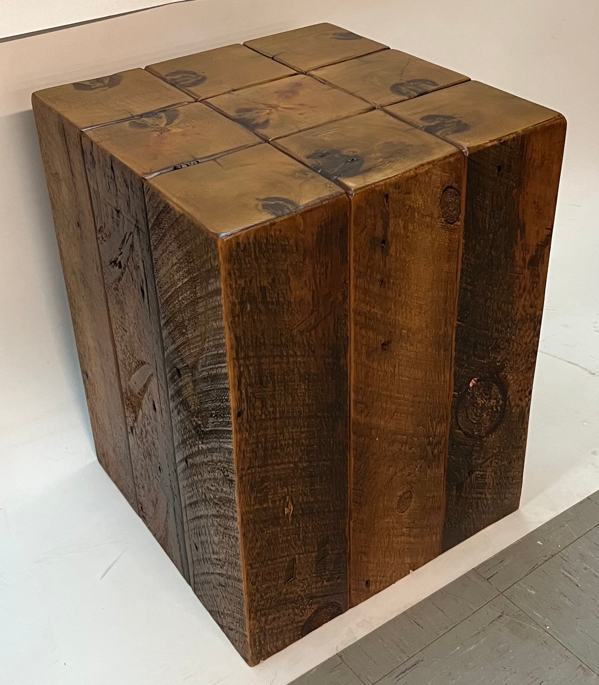 RECLAIMED TIMBER END TABLE 18" X 18" X 24"H