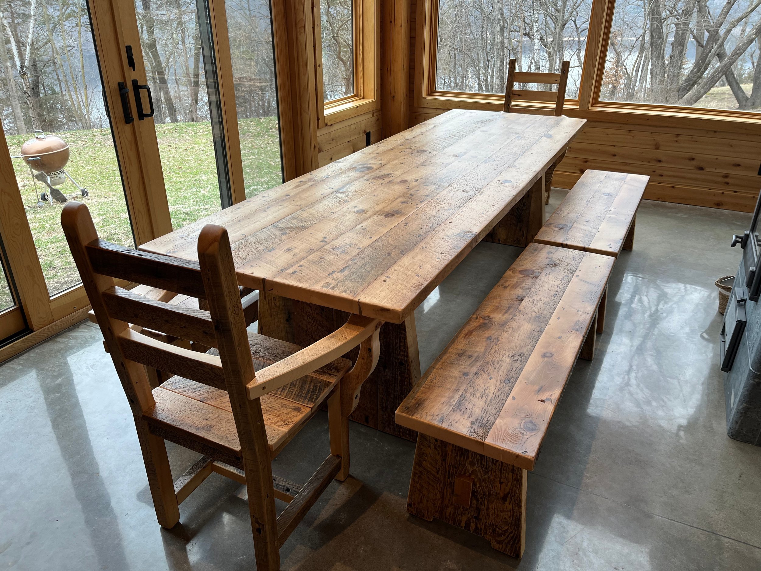RECLAIMED BENCHES 55" X 15" X 18"H