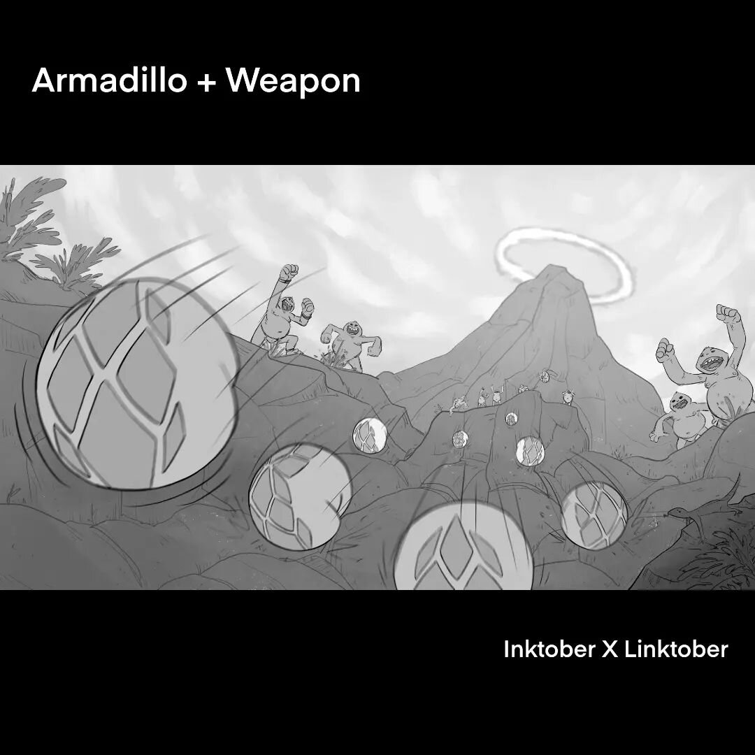 #inktober x #Linktober mash up theme is Armadillo plus Weapon. Shout out to those badass Gorons, their body is their best weapon!