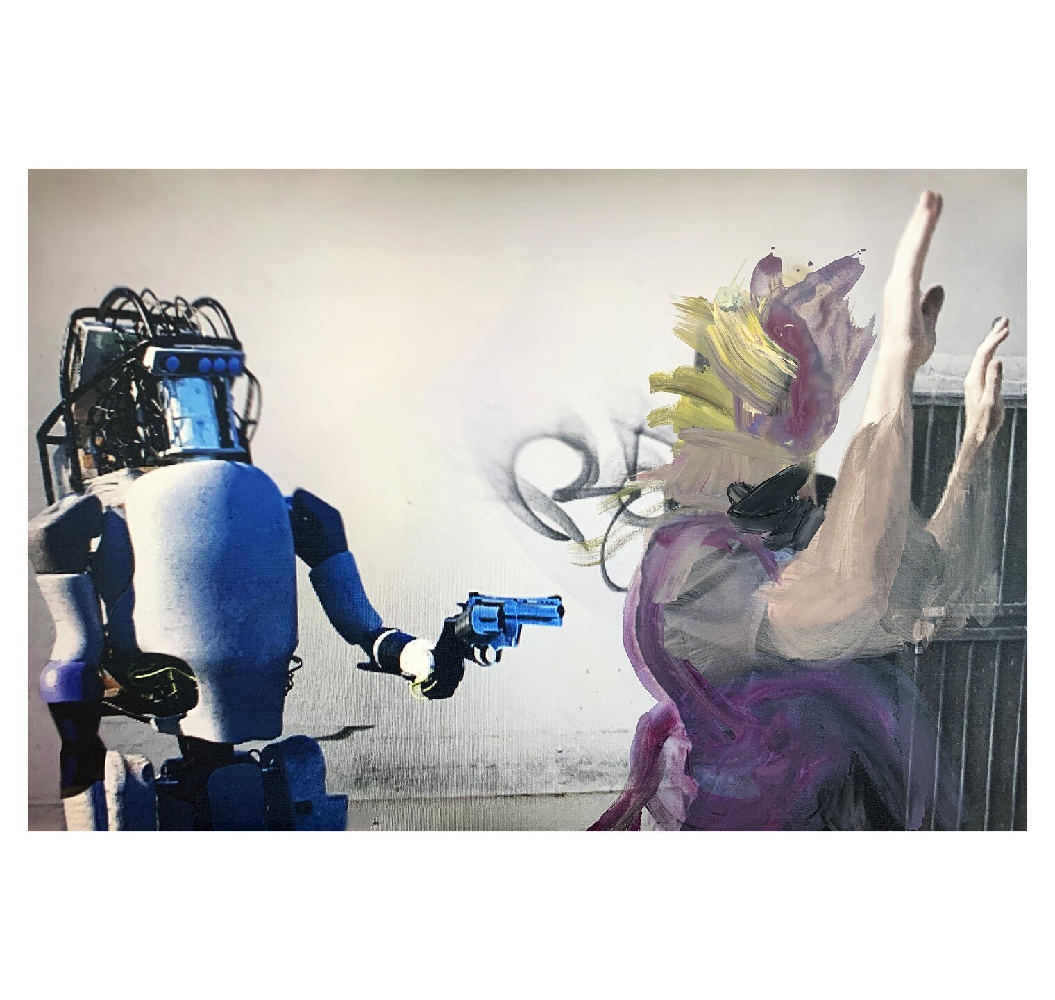 Ai, arrest... I came across this painting that I made a few months ago and now feels right and relevant to post. The painting feels fresh (amazingly like a third hand) and gets the expression right as he is arrested by the robot. #expressiveart #ai #