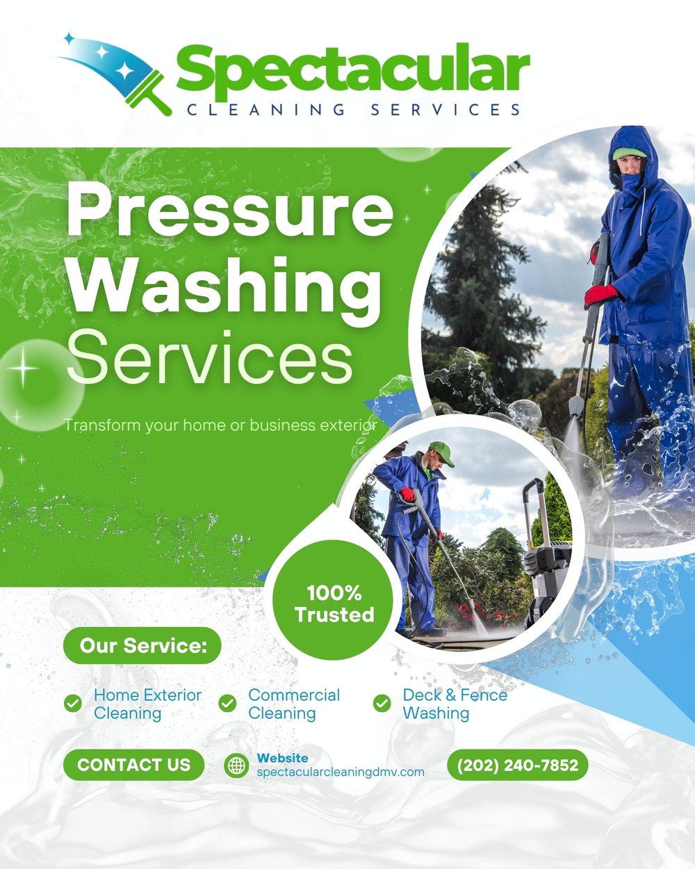 Spectacular Cleaning Services Instagram post promoting pressure washing services