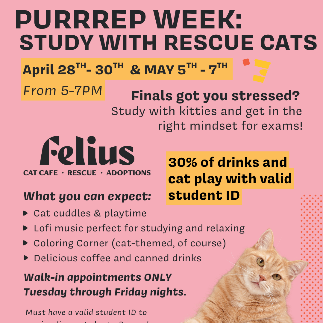 College Purrrep Week Study Night: 4/29