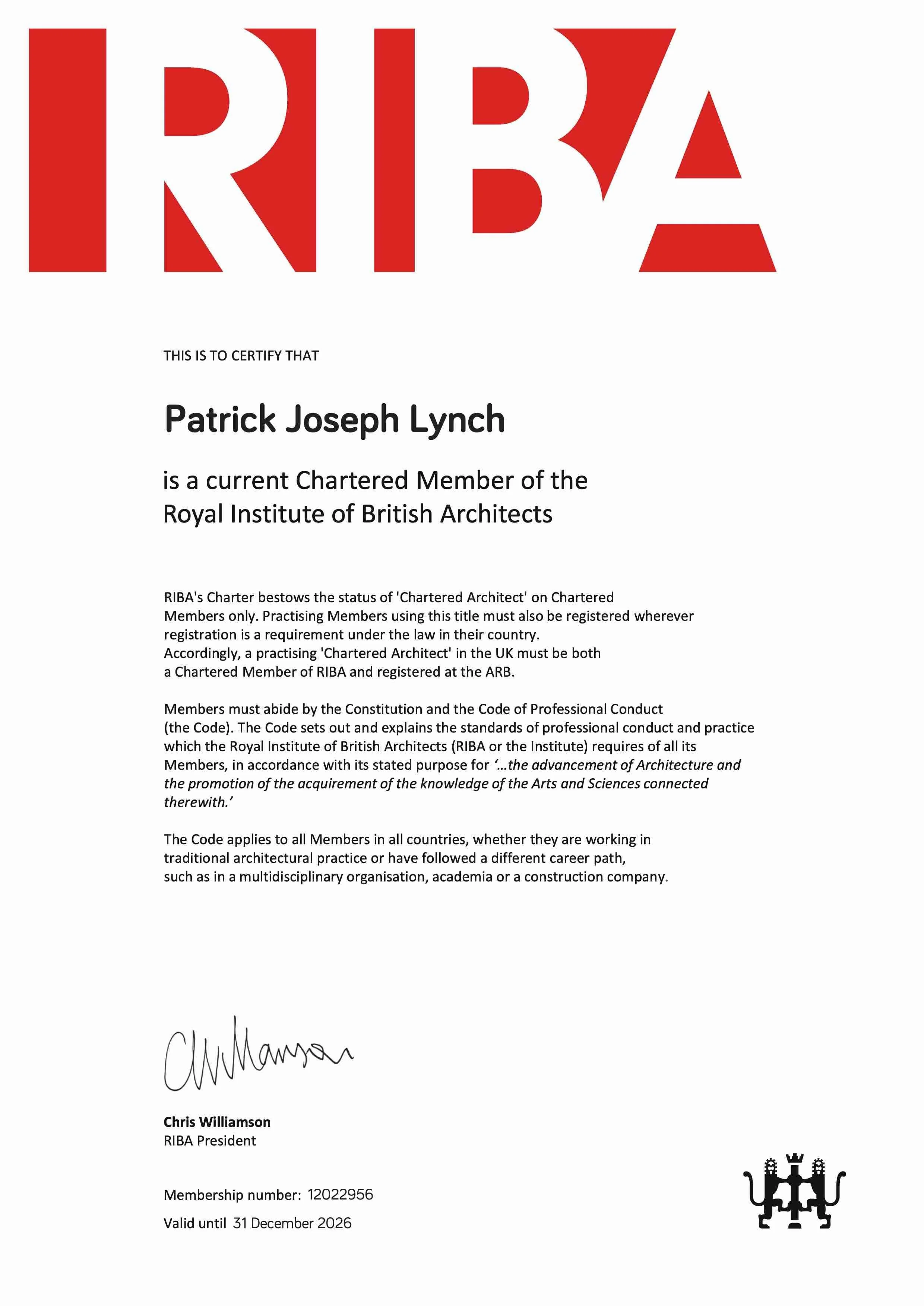 RIBA Registered Architect