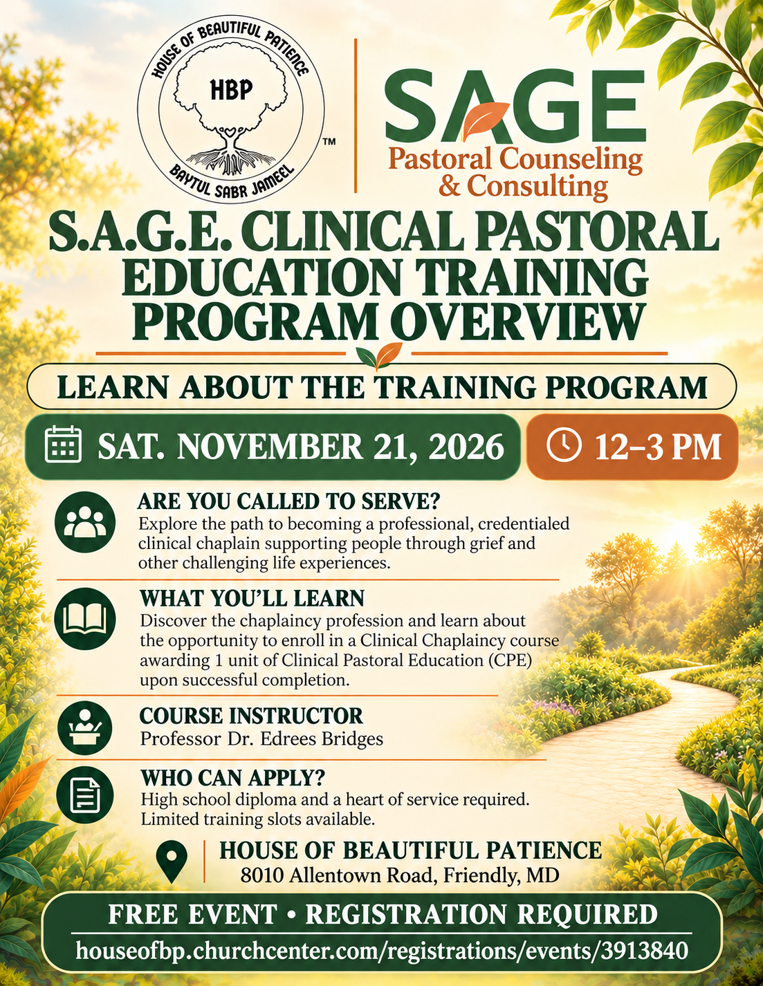 S.A.G.E. Clinical Pastoral Education Training Program Overview
