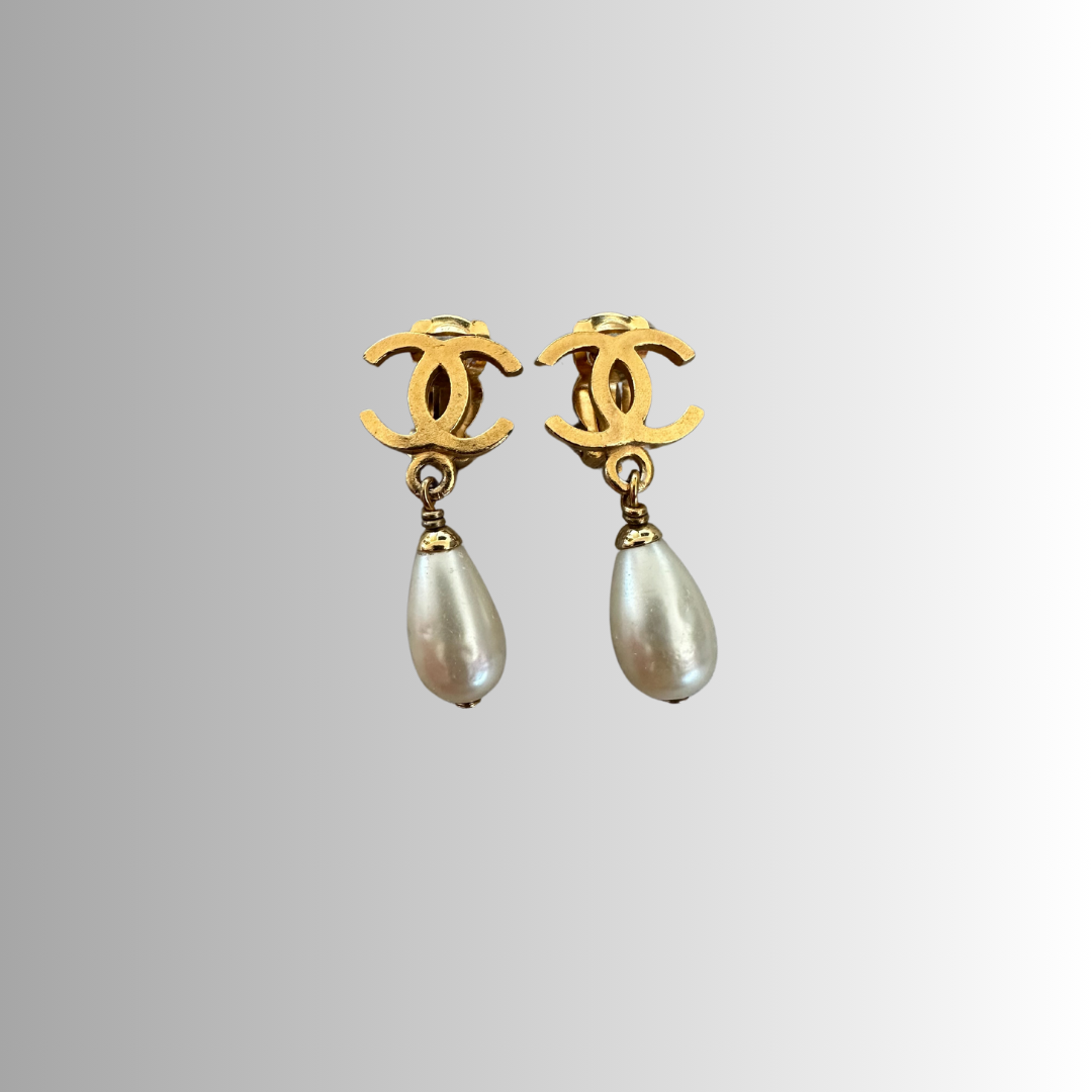 Chanel CC Mark Drop Pearl Earrings