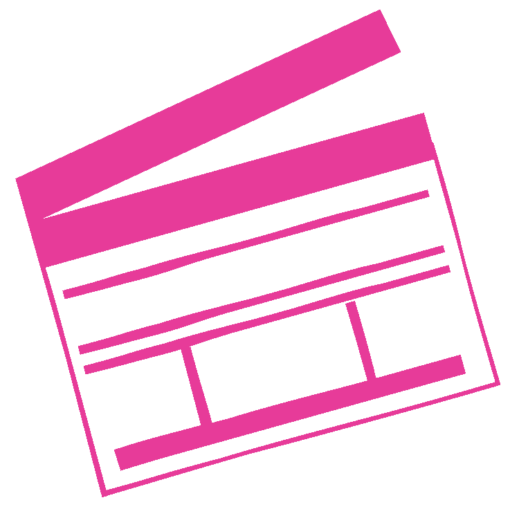 A stylized illustration of a flyer or brochure with pink highlights and black text areas.