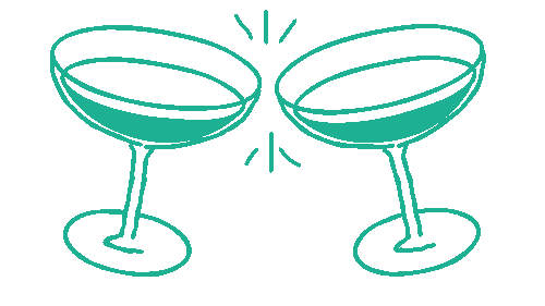 Two glasses of champagne clinking together.