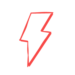 Red lightning bolt outline.