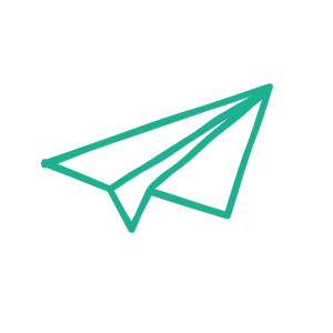 Outline of a paper airplane.