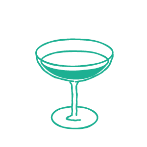 Outline of a cocktail glass with a shallow bowl and long stem.