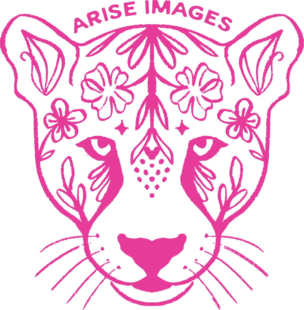 Pink jaguar head with flowers and Arise Images