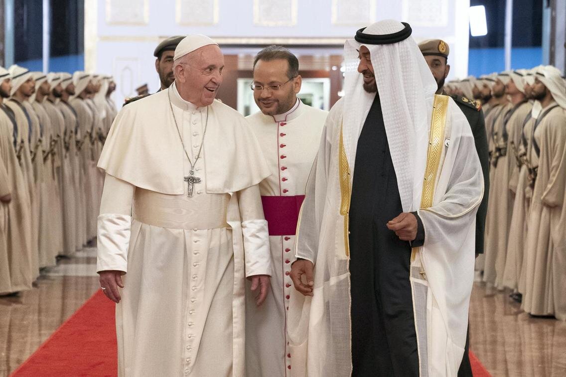Photo capturing Pope Francis's historic visit to Abu Dhabi