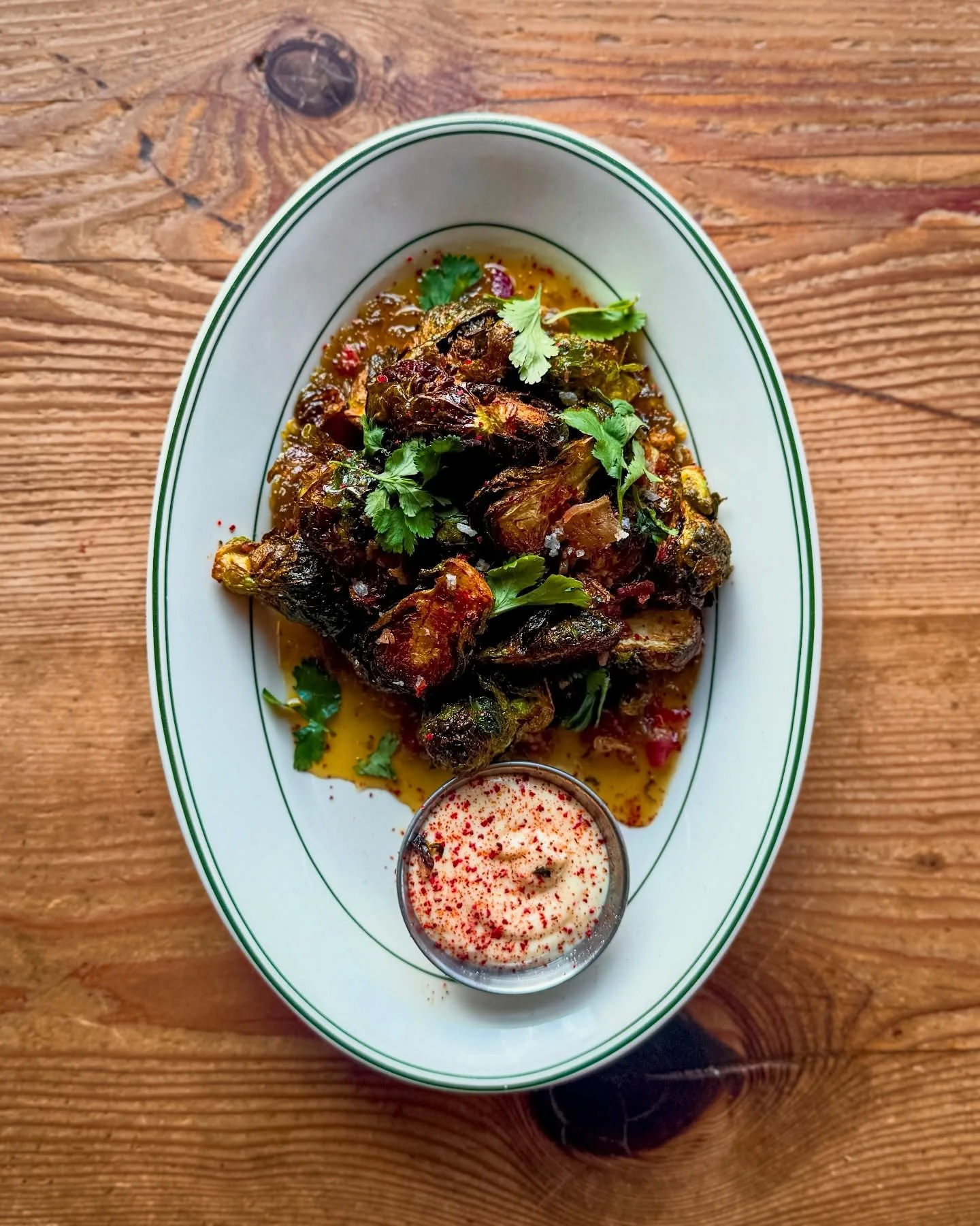 Fried Brussels ✨
bacon &middot; jalape&ntilde;o honey &middot; lemon aioli

Gluten and dairy free

4-9pm daily