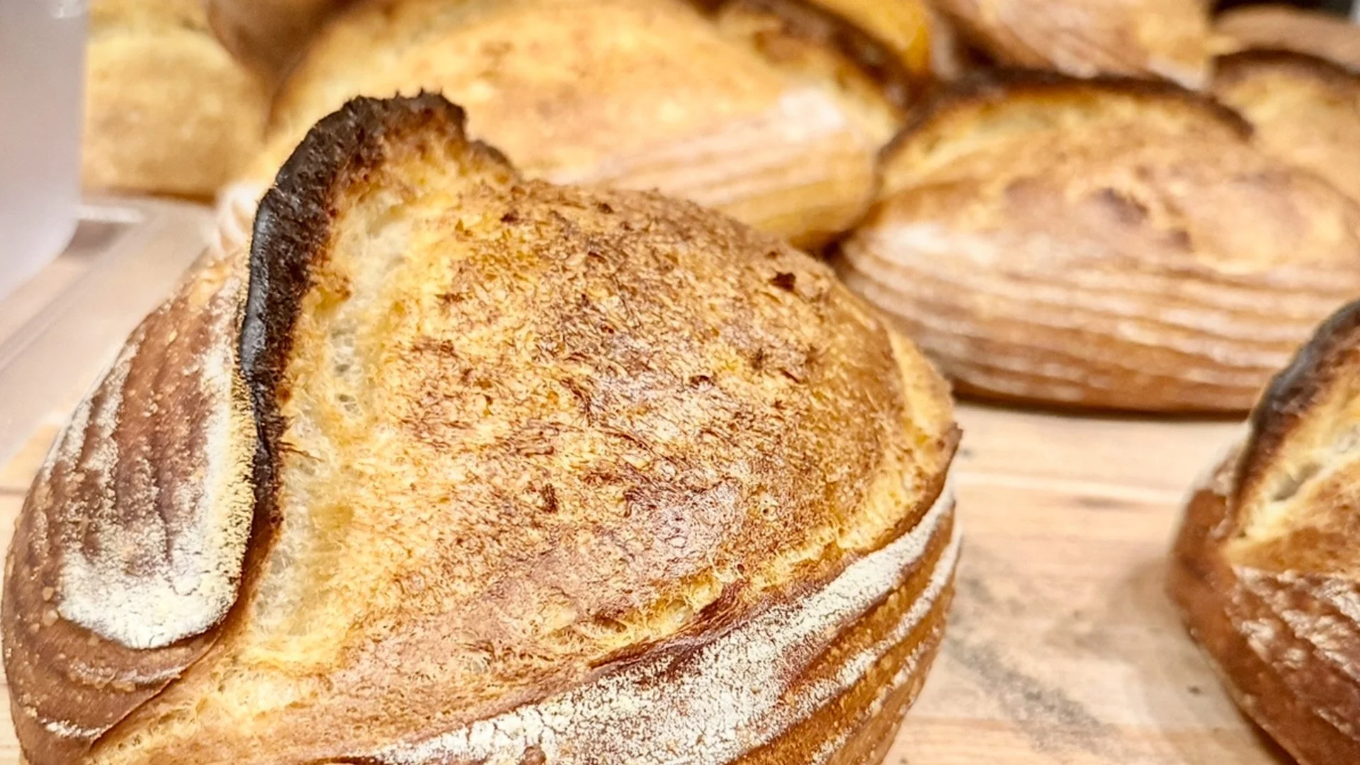 Close-up view of sourdough bread from Jackson's Corner Bakery in Bend, OR