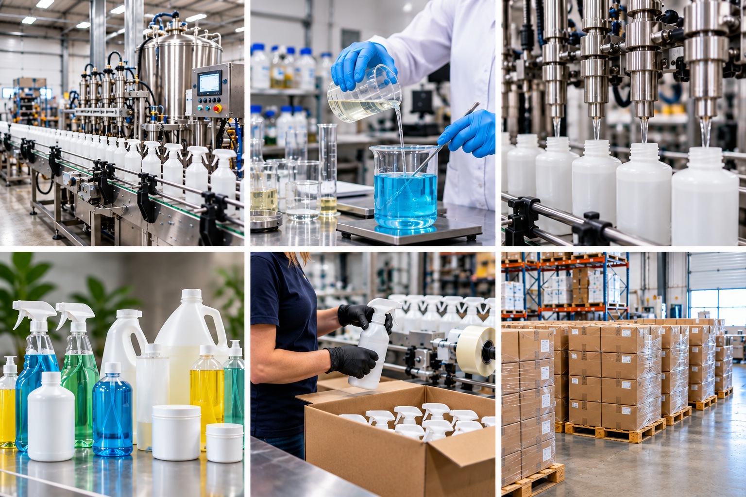 Liquid filling, formulation, and packaging for private label cleaners