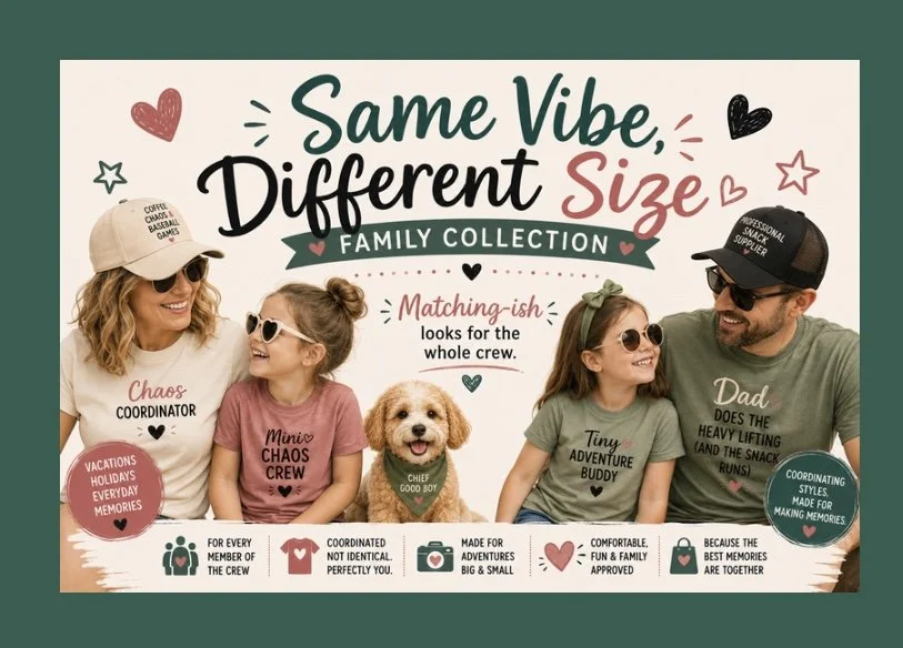 
Same Vibe, Different Size — Family Collection

Matching perfectly? Optional. Looking like you belong together? Absolutely.