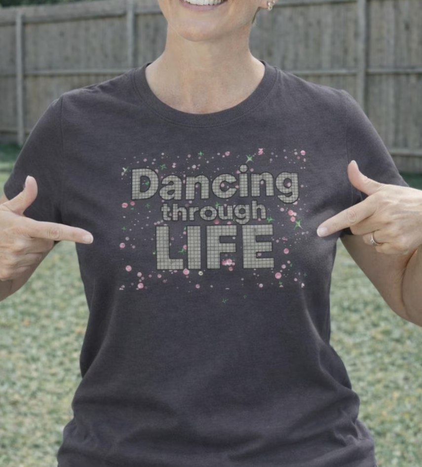 Dancing Through Life Disco Typography T-Shirt