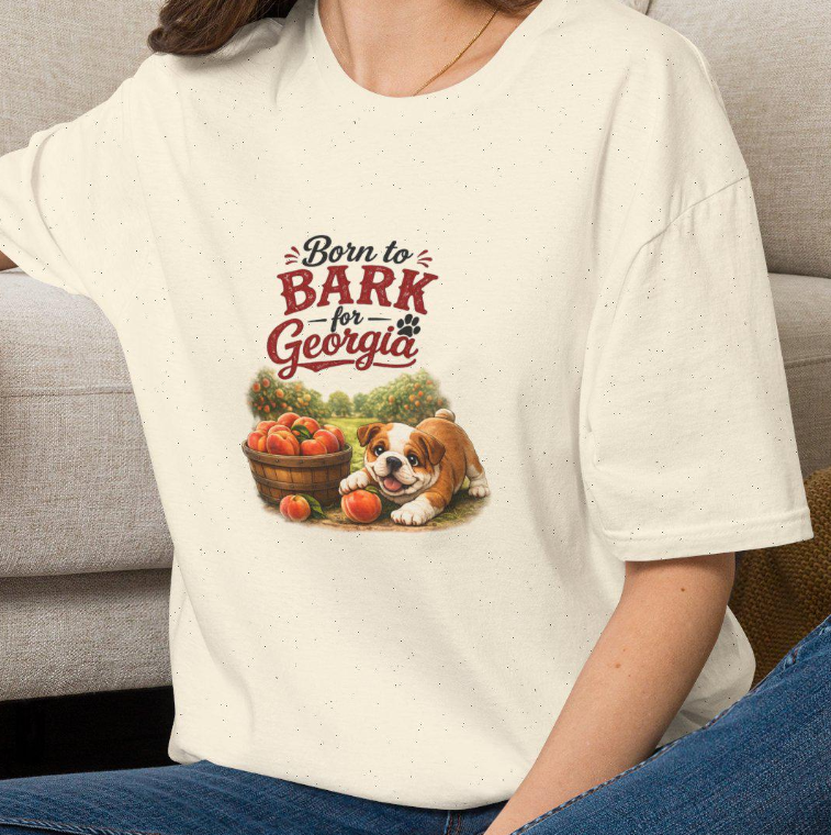 Born to Bark Georgia Bulldog Peach Shirt, Southern Game Day Tee