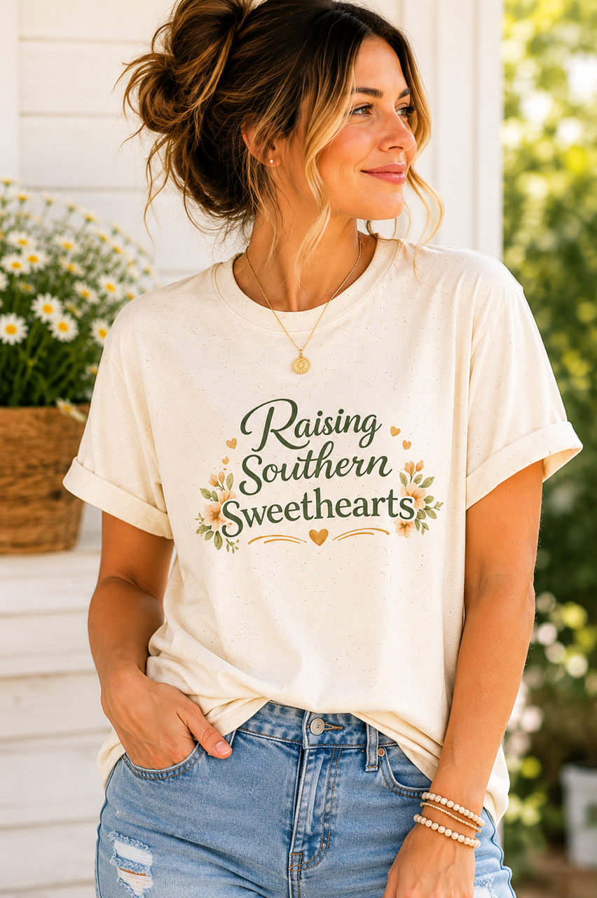 Raising Southern Sweethearts Shirt, Boutique Motherhood Tee, Southern Grace Shenanigans