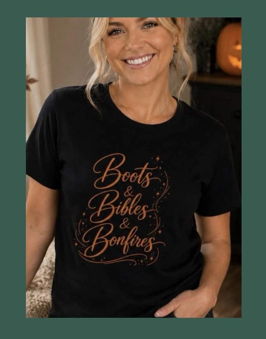 Boots Bibles Bonfires T-Shirt | Southern Christian Typography