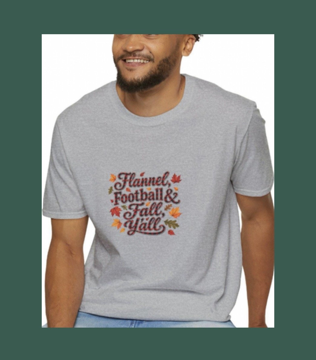 Flannel, Football & Fall Y'all T-Shirt | Autumn Leaves Graphic Tee