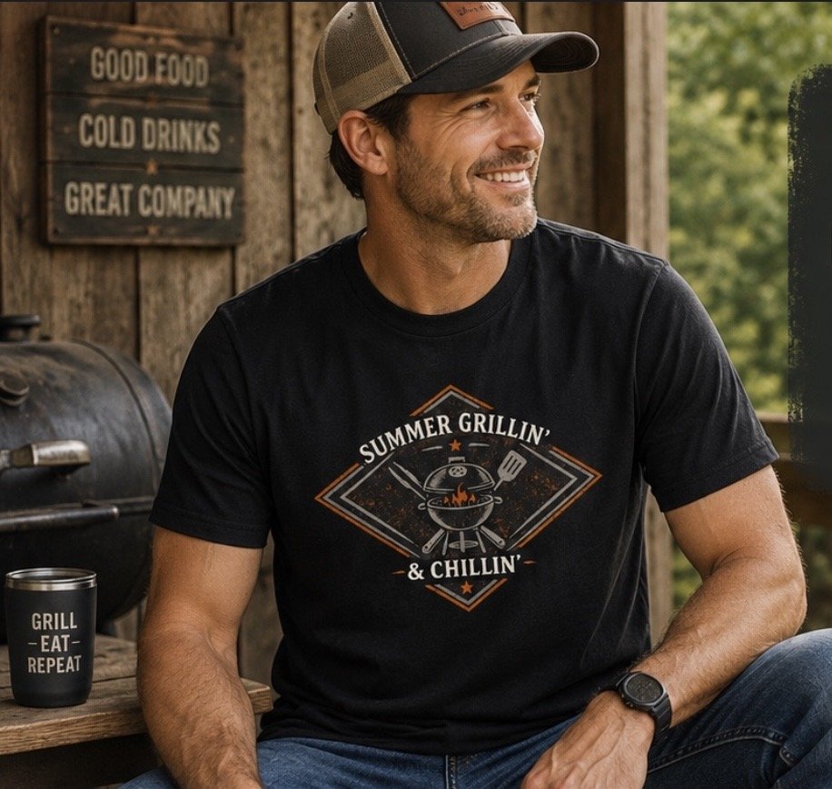 Summer Grillin' & Chillin' Dad T-Shirt | Vintage BBQ Cookout Tee