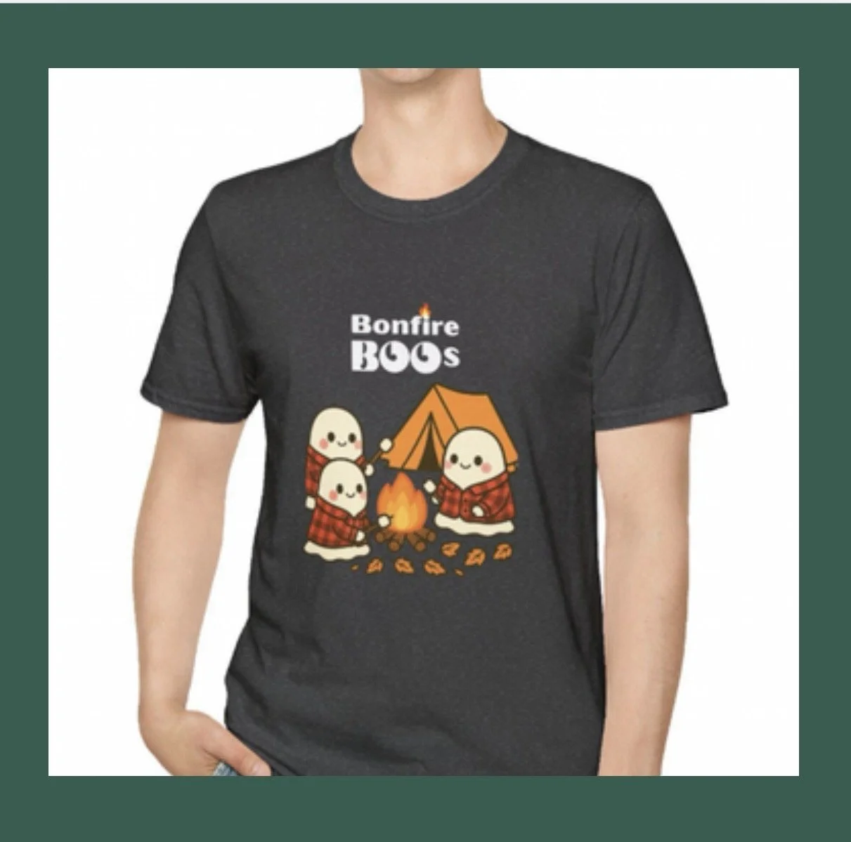 Bonfire Boos Adult T-Shirt | Cute Ghosts Camping